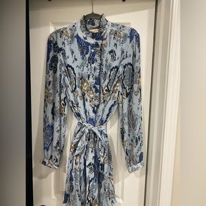 Tory Burch Paisley printed ruffle dress w/belt (size 12)